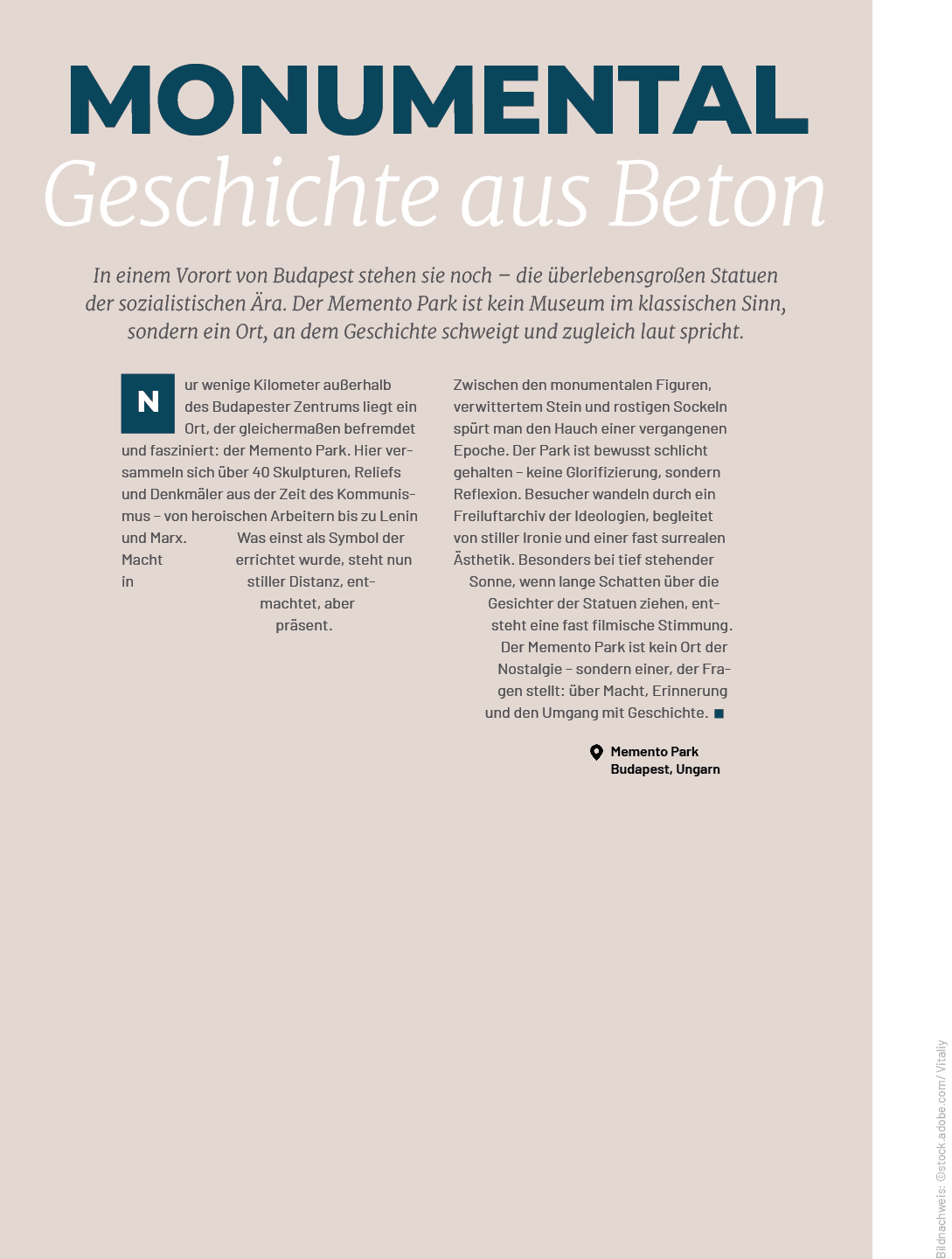 Bildnachweis: ©stock.adobe.com/ Vitaliy,Geschichte aus Beton,Monumental,In einem Vorort von Budapest stehen sie noch ...