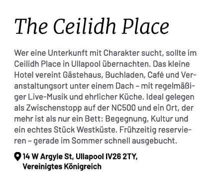 The Ceilidh Place Wer eine Unterkunft mit Charakter sucht, sollte im Ceilidh Place in Ullapool bernachten. Das klein...