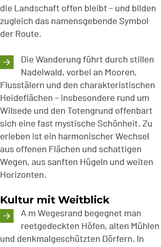 die Landschaft offen bleibt – und bilden zugleich das namensgebende Symbol der Route. ￼Die Wanderung f hrt durch stil...