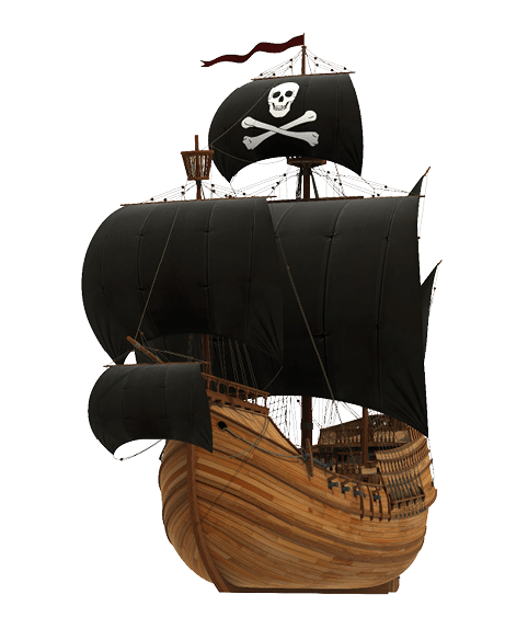 Pirate Ship On White Background. 3D Model.