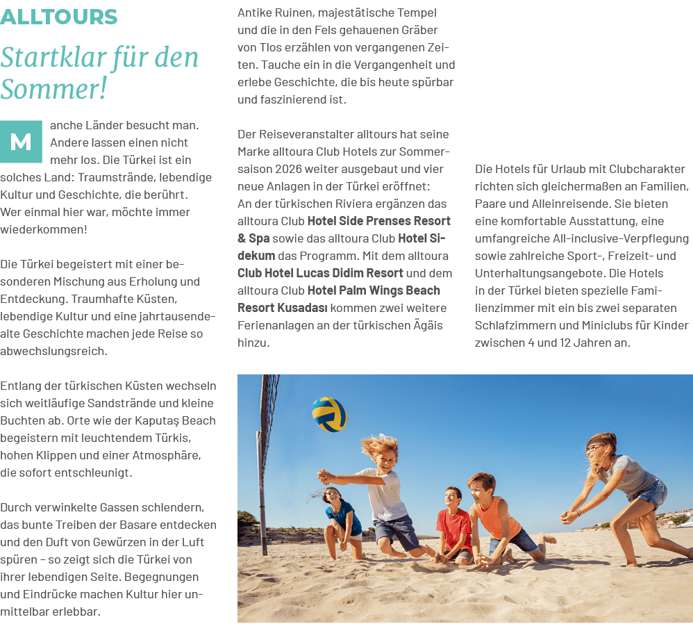 Startklar f r den Sommer!,alltours, Die Hotels f r Urlaub mit Clubcharakter richten sich gleicherma en an Familien, P...