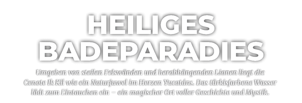 heiliges badeparadies,Umgeben von steilen Felsw nden und herabh ngenden Lianen liegt die Cenote Ik Kil wie ein Naturj...