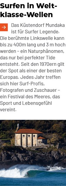 Surfen in Weltklasse Wellen ￼Das K stendorf Mundaka ist f r Surfer Legende. Die ber hmte Linkswelle kann bis zu 400m ...