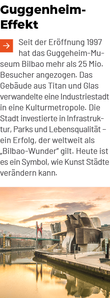 Guggenheim Effekt ￼Seit der Er ffnung 1997 hat das Guggeheim Museum Bilbao mehr als 25 Mio. Besucher angezogen. Das G...