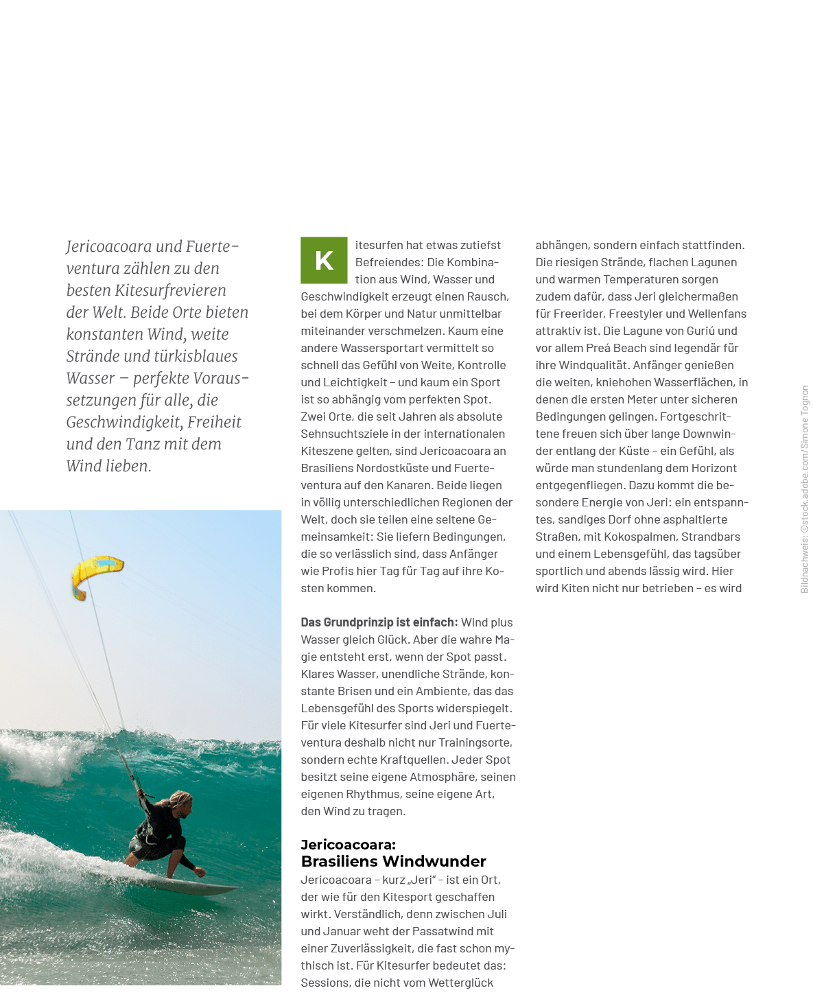 Bildnachweis: ©stock.adobe.com/Simone Tognon,Jericoacoara und Fuerte ventura z hlen zu den besten Kitesurfrevieren de...