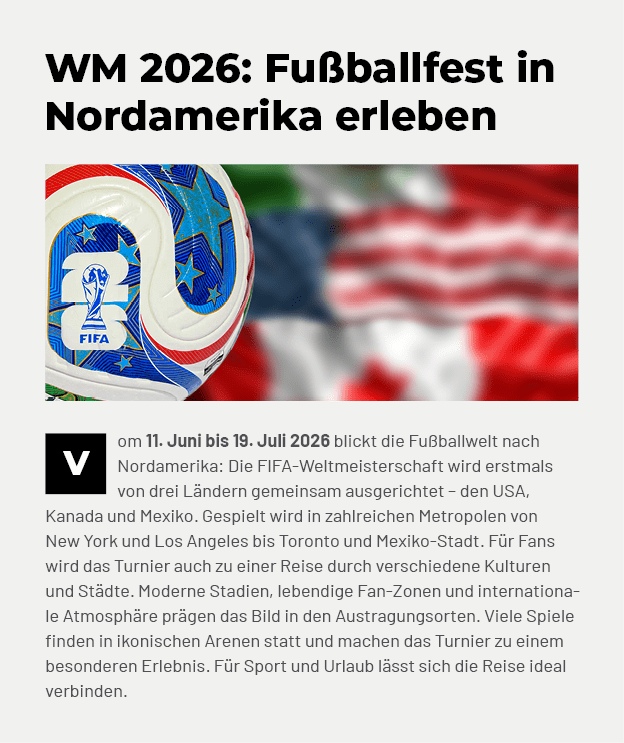 ￼om 11. Juni bis 19. Juli 2026 blickt die Fu ballwelt nach Nordamerika: Die FIFA Weltmeisterschaft wird erstmals von ...