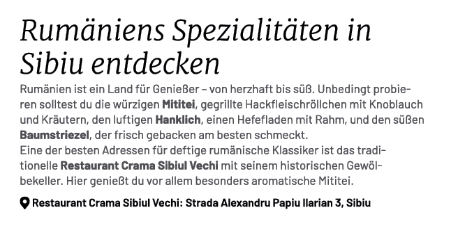 Rum niens Spezialit ten in Sibiu entdecken Rum nien ist ein Land f r Genie er – von herzhaft bis s . Unbedingt probi...