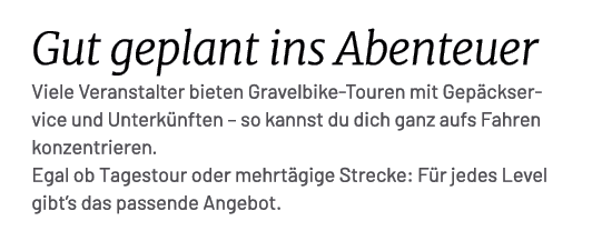Gut geplant ins Abenteuer Viele Veranstalter bieten Gravelbike Touren mit Gep ckservice und Unterk nften – so kannst ...