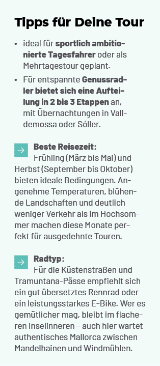 Tipps f r Deine Tour • ideal f r sportlich ambitionierte Tagesfahrer oder als Mehrtagestour geplant. • F r entspannte...