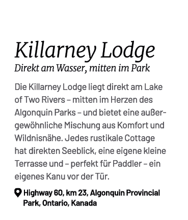  Killarney Lodge Direkt am Wasser, mitten im Park Die Killarney Lodge liegt direkt am Lake of Two Rivers – mitten im ...