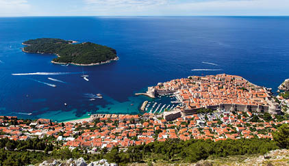 Aerial view of Dubrovnik city in Croatia