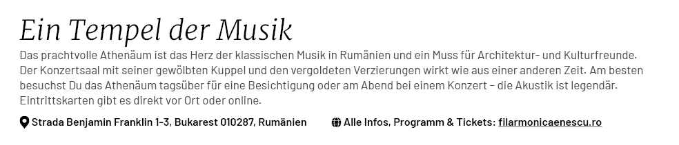 Ein Tempel der Musik Das prachtvolle Athen um ist das Herz der klassischen Musik in Rum nien und ein Muss f r Archite...