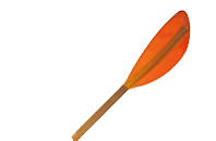 Kayaking couple ride along the river at sunset