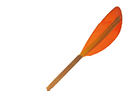 Kayaking couple ride along the river at sunset