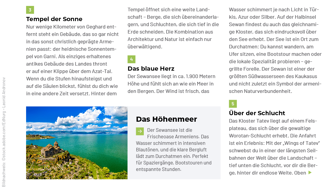 Das H henmeer ￼Der Sewansee ist die Frischeoase Armeniens. Das Wasser schimmert in intensiven Blaut nen, und die klar...
