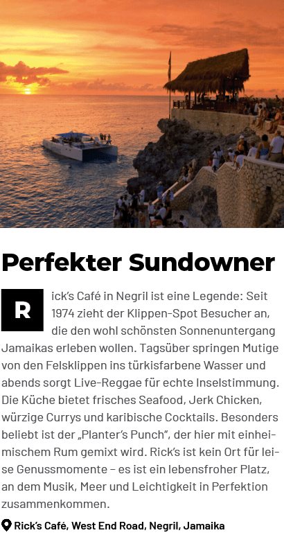 Perfekter Sundowner ￼ick’s Caf in Negril ist eine Legende: Seit 1974 zieht der Klippen Spot Besucher an, die den woh...