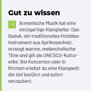 Gut zu wissen ￼Armenische Musik hat eine einzigartige Klangfarbe: Das Duduk, ein traditionelles Holzblasinstrument au...