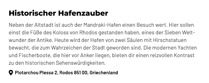 Historischer Hafenzauber Neben der Altstadt ist auch der Mandraki Hafen einen Besuch wert. Hier sollen einst die F e...