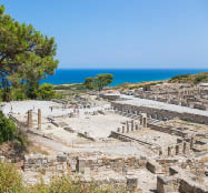 RHODES, GREECE, - August 11, 2015: People exploring ruins of ancient City of Kamiros at Rhodes Island, Greece