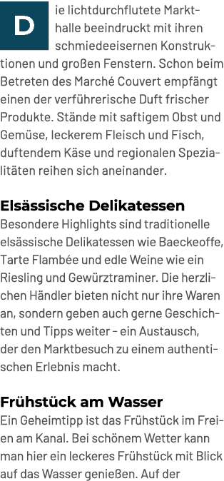 ￼ie lichtdurchflutete Markthalle beeindruckt mit ihren schmiedeeisernen Konstruktionen und gro en Fenstern. Schon bei...