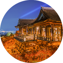 light up laser show at Beautiful Architecture in Kiyomizu-dera Temple Kyoto, Japan