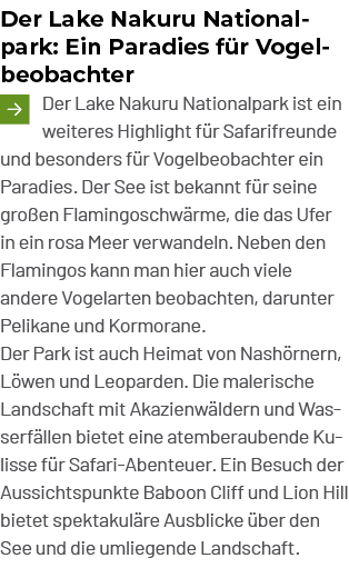 Der Lake Nakuru National park: Ein Paradies f r Vogel beobachter ￼Der Lake Nakuru Nationalpark ist ein weiteres Highl...