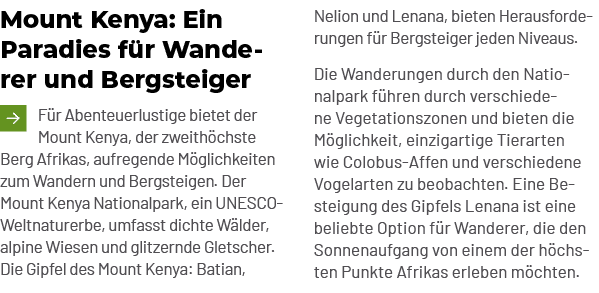 Mount Kenya: Ein Paradies f r Wanderer und Bergsteiger ￼F r Abenteuerlustige bietet der Mount Kenya, der zweith chste...
