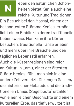 ￼eben den nat rlichen Sch nheiten bietet Kenia auch eine reiche Kultur und Traditionen. Ein Besuch bei den Massai, ei...