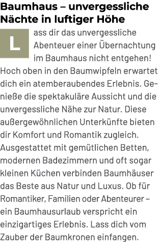 Baumhaus – unvergessliche N chte in luftiger H he ￼ass dir das unvergessliche Abenteuer einer bernachtung im Baumhau...