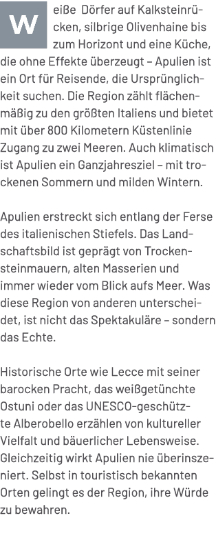 ￼ei e D rfer auf Kalksteinr cken, silbrige Olivenhaine bis zum Horizont und eine K che, die ohne Effekte berzeugt – ...