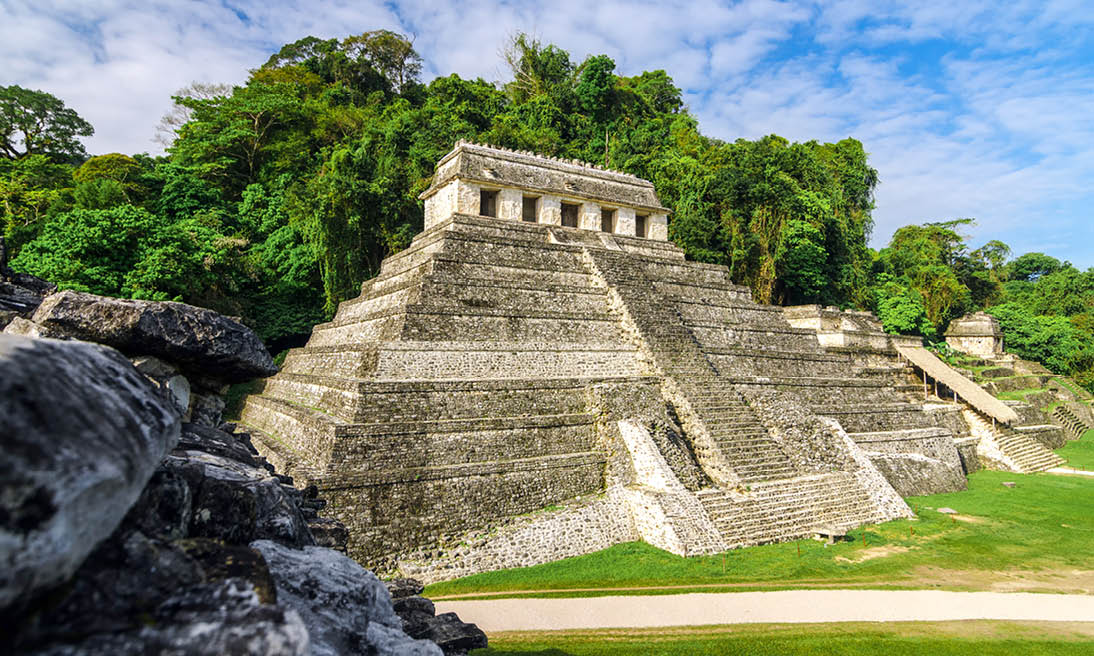 Temple of Inscriptions, the most important temple in the Mayan ruins of Palenque
