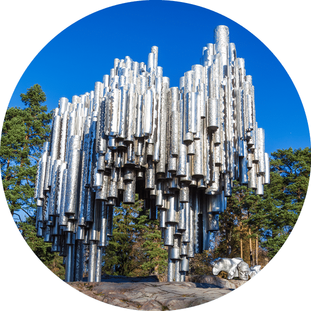 The Sibelius Monument dedicated to the Finnish composer Jean Sibelius. HELSINKI, FINLAND - OCTOBER 28: The Sibelius Monument on October 28, 2012 in Helsinki, Finland. This modern monument is dedicated to the Finnish composer Jean Sibelius. It was unveiled on September 7, 1967.