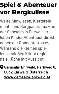 Spiel & Abenteuer vor Bergkulisse Weite Almwiesen, Kletterelemente und Bergpanorama – an der Gamsalm in Ehrwald erleb...