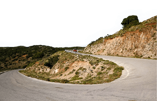 Panorama-Aussicht mit Stra e durch Berge