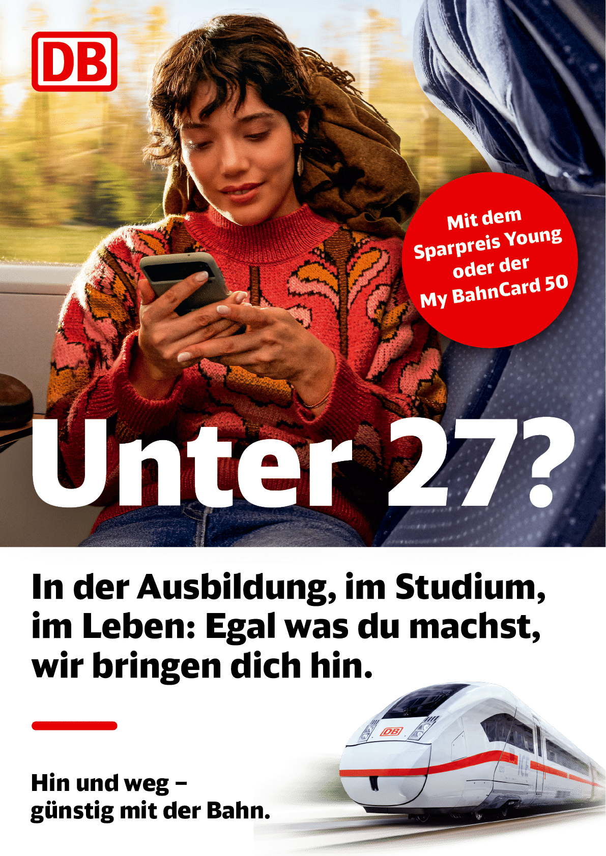 Anzeige der Deutschen Bahn zum Sparpreis Young oder der My Bahn Card 50