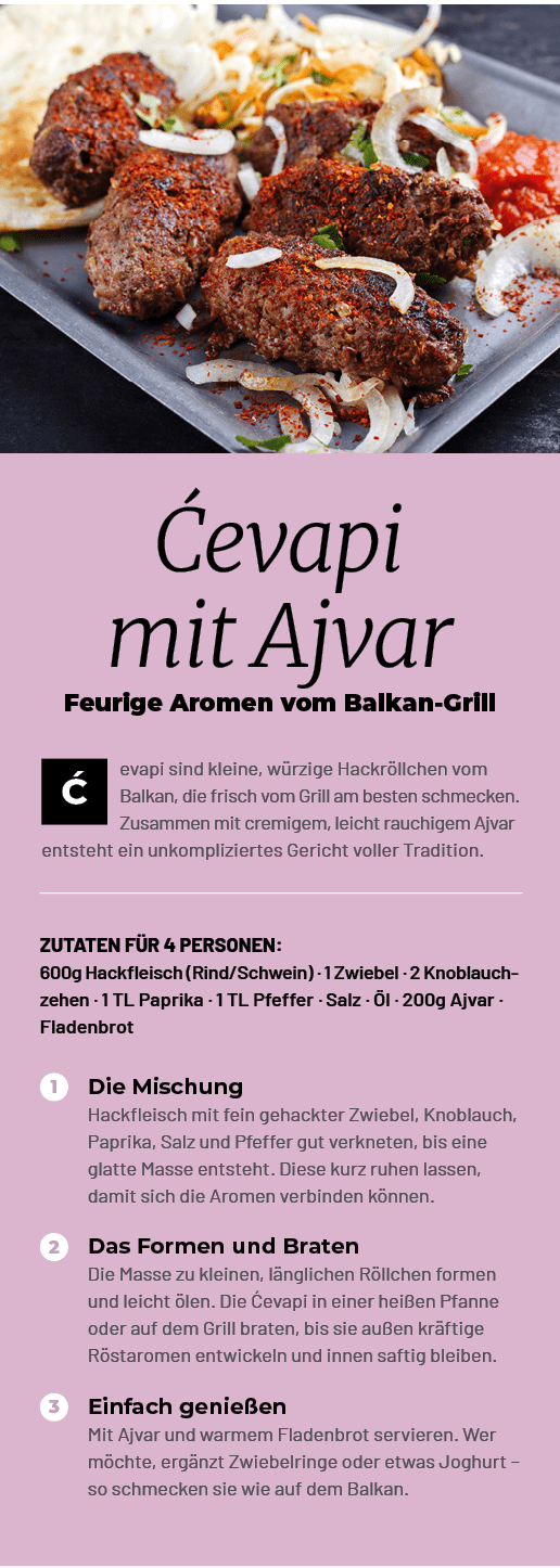 ￼Einfach genie en Mit Ajvar und warmem Fladenbrot servieren. Wer m chte, erg nzt Zwiebelringe oder etwas Joghurt – so...