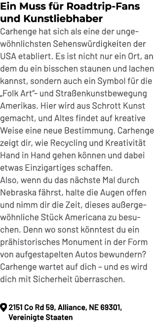 Ein Muss f r Roadtrip Fans und Kunstliebhaber Carhenge hat sich als eine der ungew hnlichsten Sehensw rdigkeiten der ...