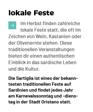 lokale Feste ￼ Im Herbst finden zahlreiche lokale Feste statt, die oft im Zeichen von Wein, Kastanien oder der Oliven...