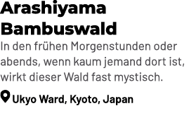 Arashiyama Bambuswald In den fr hen Morgenstunden oder abends, wenn kaum jemand dort ist, wirkt dieser Wald fast myst...