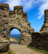 Tintagel (England), UK - August 10, 2015: Tintagel ruins, Cornwall, United Kingdom.
