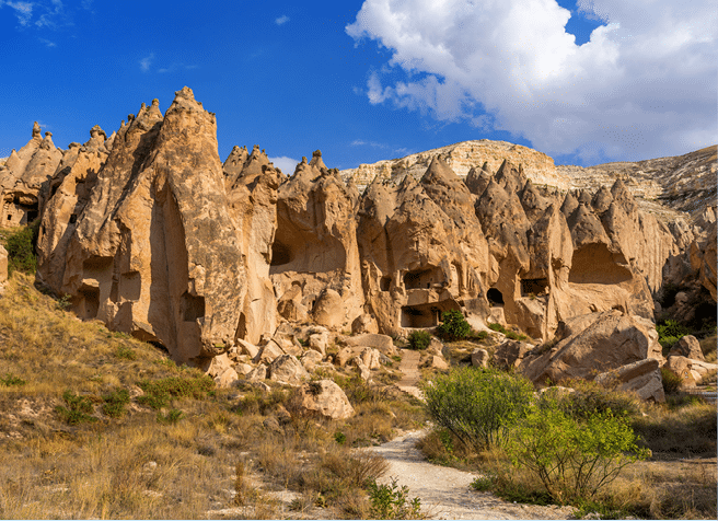 Cave town in Zelve Valley, Cappadocia in Turkey.