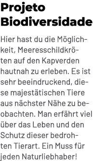 Projeto Biodiversidade Hier hast du die M glichkeit, Meeresschildkr ten auf den Kapverden hautnah zu erleben. Es ist ...