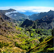 Valley Ribeira do Paul, Paul Valley, Island Santo Antao, Cape Verde, Cabo Verde, Africa.  Ribeira do Paul is the most fertile and vegetative valley on Santo Ant o. 