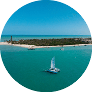 Aerial view of Sailboat on Sanibel.