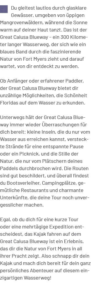 ￼Du gleitest lautlos durch glasklare Gew sser, umgeben von ppigen Mangrovenw ldern, w hrend die Sonne warm auf deine...