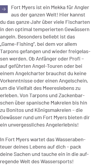 ￼Fort Myers ist ein Mekka f r Angler aus der ganzen Welt! Hier kannst du das ganze Jahr ber viele Fischarten in den ...