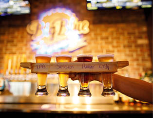 Beer flight at Big Blue Brewing in Cape Coral, FL. Photo by Brian Tietz