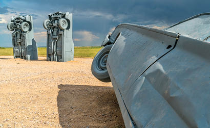 ALLIANCE, NE, USA - July 9, 2017: Carhenge - famous car sculpture  created by Jim Reinders, a modern replica of  England's Stonehenge using old cars.