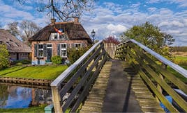 Typical dutch village Giethoorn in Netherlands - architecture background