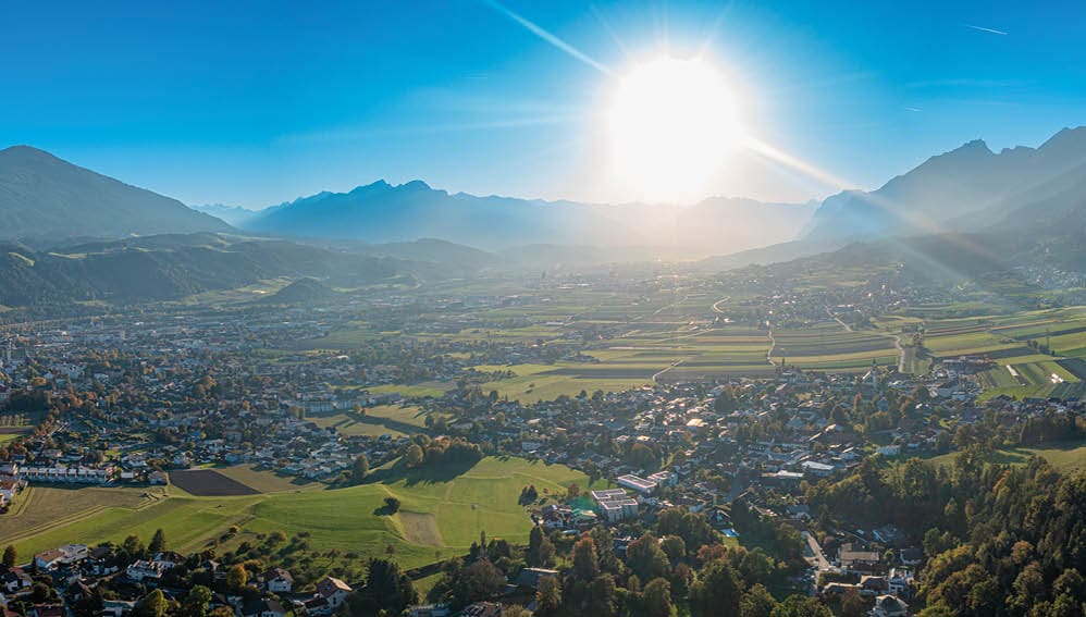 Valley of the river Inn. Hall in Tyrol close to Innsbruck. Scenic Mountain panorama. High quality photo